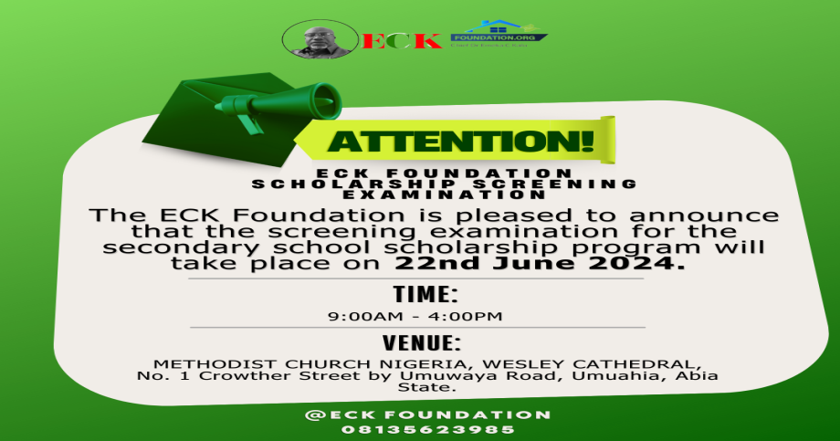 E.C.K Foundation Scholarship Screening Examination